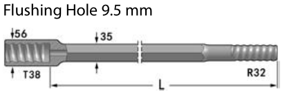 T38 δεκαεξαδικό 32mm δεκαεξαδικό 35mm ράβδων τρυπανιών νημάτων R32 R38 ράβδος δεκαεξαδικού ράβδων R32 R38 T38 ανεμοτράτων R32