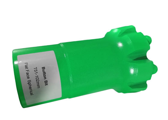 Κεφαλή τρυπάνιου σκληρού βράχου T51-102mm επίπεδης όψης σφαιρική κλωστή βράχος τρυπάνι κουμπί για εξόρυξη